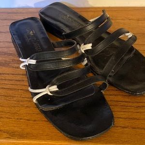 Black and White Flat Strappy Sandals